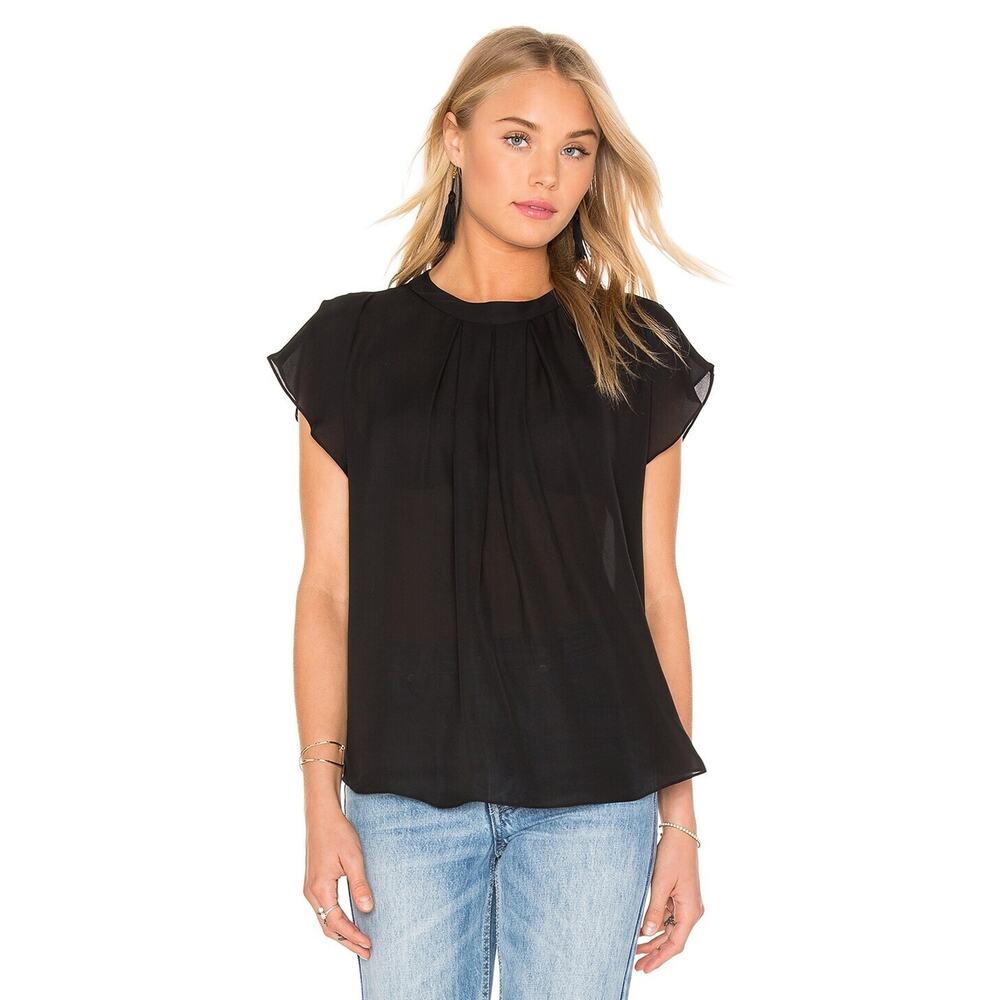 L'AGENCE Thimio Silk Chiffon Georgette Flutter Sleeve Blouse Top Shopbop XS $325